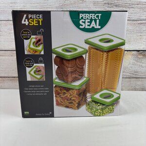 Perfect Seal 4 Piece Food Storage Containers Twist Seal Silicon Lids